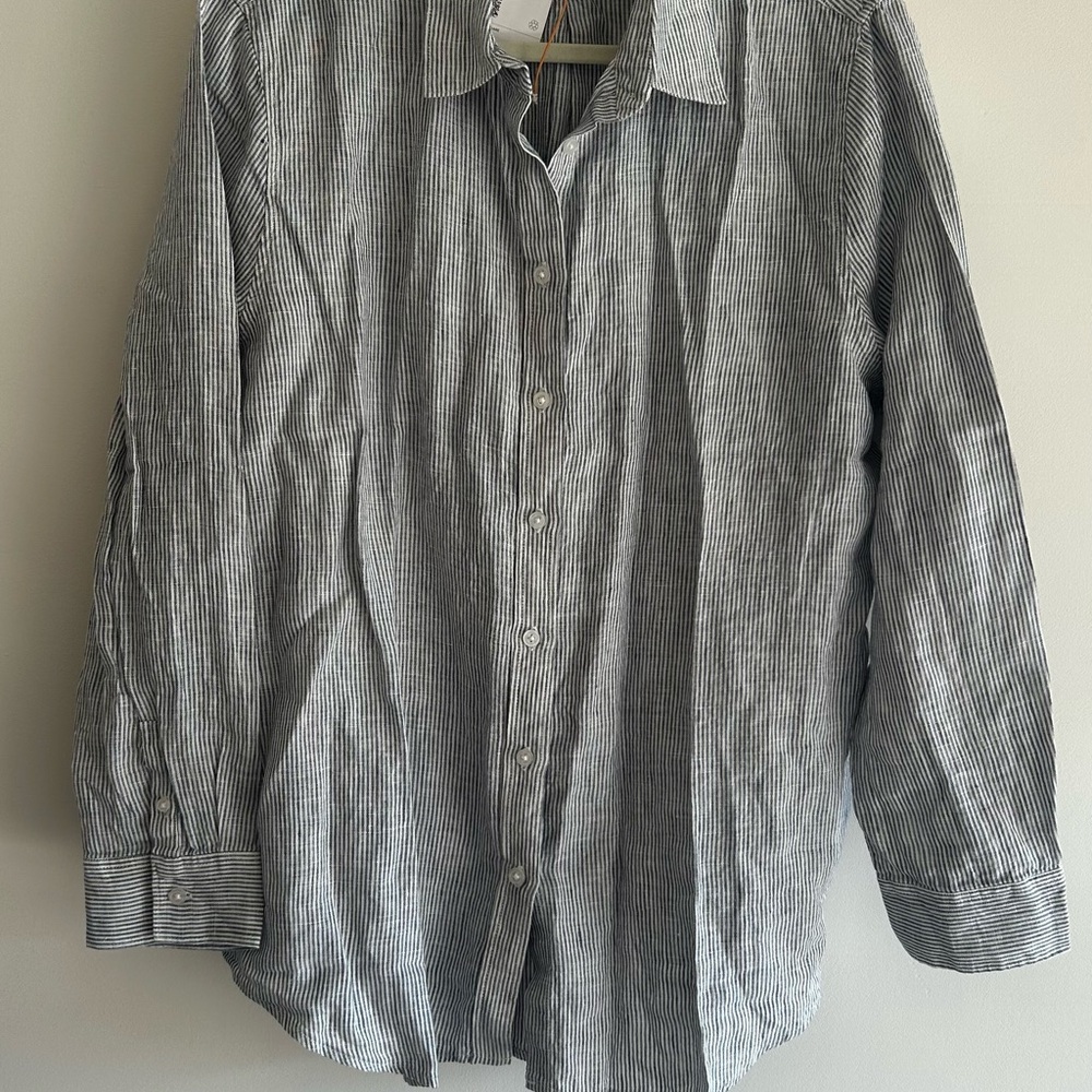 Quince Organic Linen Striped Blouse